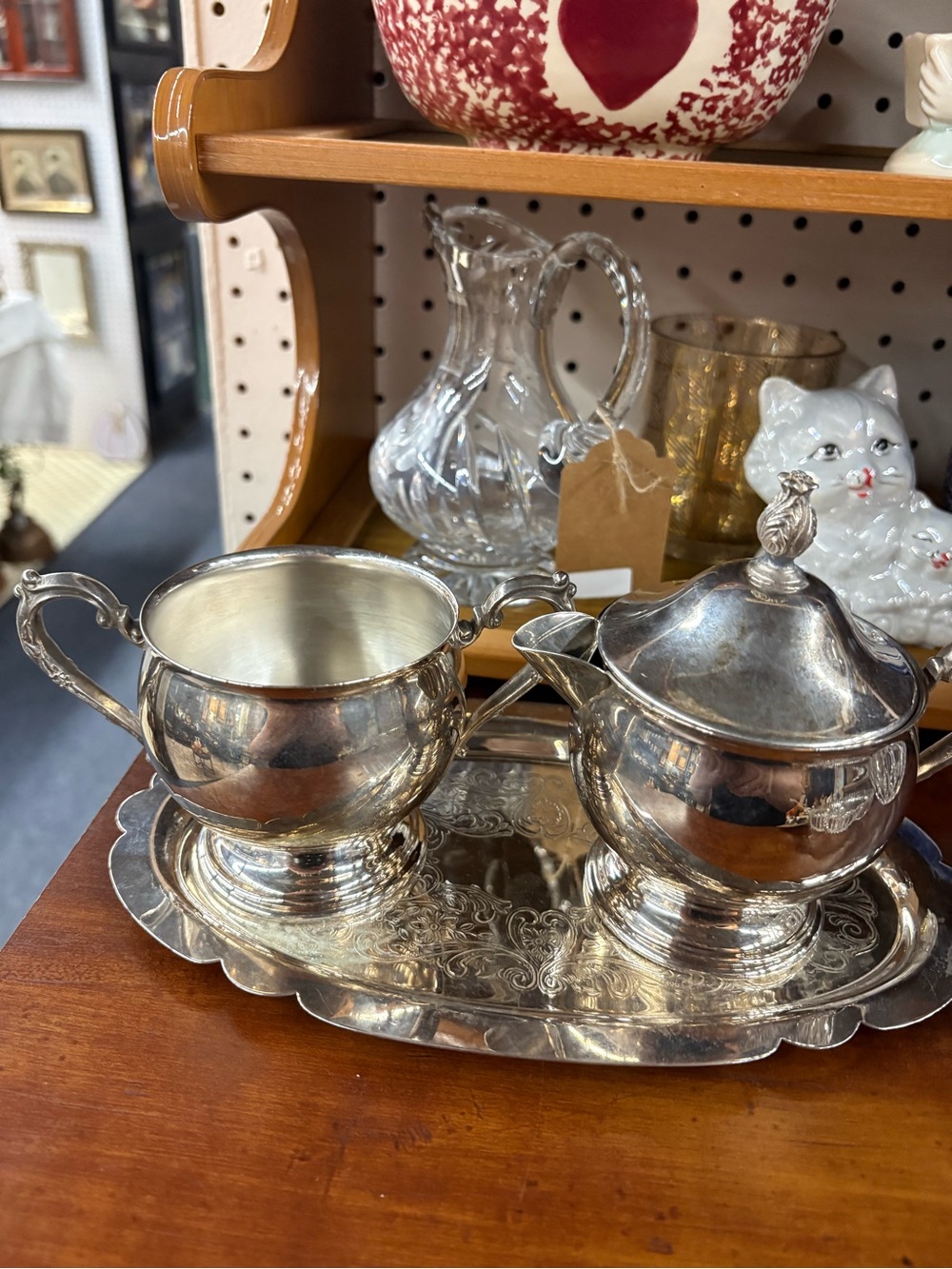 Classic Silver-Tone Sugar and Creamer Set with Tray - Silver